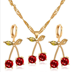 Trendz Vente Chaude Dames Et Enfants En Laiton cristal <span class=keywords><strong>Grenat</strong></span> Cerise Bijoux Ensemble - Product Image 1