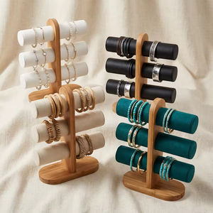 Expositor de Joyería de Madera de Tres Niveles de Alta Calidad, Soporte en Forma de T para Collares, Pulseras, Cadenas y Relojes para Vitrina - Product Image 4