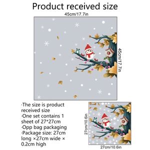 Ensemble d'autocollants de fenêtre de Noël avec hiboux mignons et branches enneigées, 27 cm, décorations festives pour la maison, les vitrines de magasins, les fournitures de fête de Noël - Product Image 2