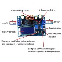 Modul Konverter DC-DC Buck Boost 5.5-30V Ke 0.5-30V 4A 35W Regulator Tegangan Naik Turun Yang Dapat Disesuaikan Voltmeter Digital LCD