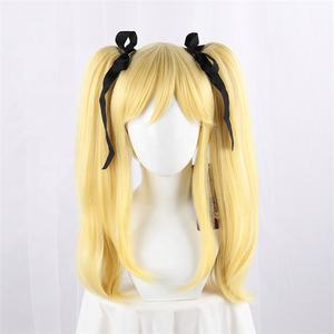 Perruque synthétique Kakegurui Anime en gros, 50 cm de long, blonde bouclée, Meari Saotome, perruque de cosplay avec deux queues de cheval - Product Image 3