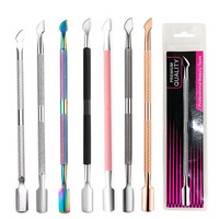 PAIE Poussoir à cuticules double tête en acier inoxydable haut de gamme, outil professionnel de manucure pour l'élimination des peaux mortes et le nail art