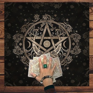 Altar tela Luna sol estrella pentagrama impreso espiritual tapiz mantel hecho a mano personalizable astrología adivinación brujería - Product Image 4