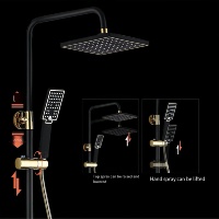 Vente en gros Salle de bain bain en or Kit de douche de luxe 4 fonctions Piano laiton Ensemble de douche thermostatique pour hôtel
