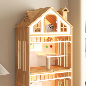 Maison de chat d'intérieur haut de gamme personnalisable Villa élégante de luxe pour animaux de compagnie Grand nid panoramique <span class=keywords><strong>Cage</strong></span> pour chat Comptoir pointu Vitrine <span class=keywords><strong>Animal</strong></span> - Product Image 4