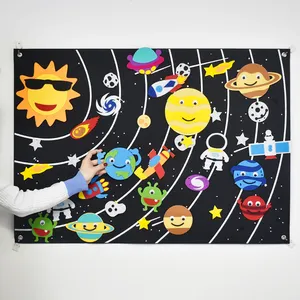 可重复使用的儿童太阳系宇宙互动游戏感官玩具外太空感觉男孩女孩忙碌故事板