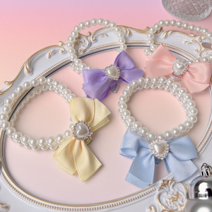 2025 Nueva gran oferta elegante de lujo de doble capa perla pajarita patrón militar mascota gato perro Collar accesorios personalizados para Ins - Product Image 2