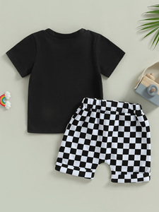 OEM ODM Ensemble de vêtements de sport pour enfants, polo à manches courtes pour garçon et fille + pantalon à <span class=keywords><strong>carreaux</strong></span> pour l'été - Product Image 2