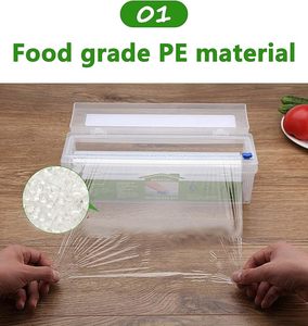 HuamaohengchunHousehold Reusable Refillable <b>Plastic</b> Wrap Dispenser with <b>Slide</b> Cutter, Food Wrap Stretch Clear Cling Wrap - Product Image 3