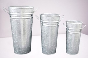 Jarrón de Piso Moderno de Metal Galvanizado, Cubo Decorativo Redondo Hecho a Mano, Ecológico, para Decoración de Sala de Estar, Bodas y Eventos - Product Image 3