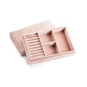 Wholesale <b>Custom</b> Logo Velvet Jewelry Tray with Lid Stackable Ring <b>Lipstick</b> Jewelry Organizer Storage Case Rectangle Shaped - Product Image 6