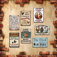 Plaque en métal personnalisée, en aluminium, rétro, vintage, avec motif animal, décoration, affiche en métal vintage, poulet, plaque en métal amusante