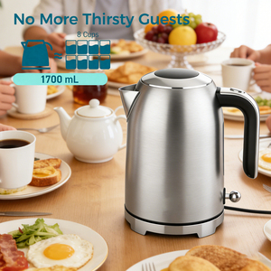 Bollitore Elettrico da 1,7L con Coperchio Automatico a Scomparsa, Facile da Pulire, Elettrodomestico da Cucina, Ebollizione Rapida, Acciaio Inossidabile 304, Senza Fili, per Caffè e Tè - Product Image 4