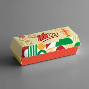 Personalizado impreso desechable comida coreana plegable para llevar comida rápida hamburguesa freír pollo hotdog caja de embalaje