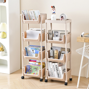 Multifunctionele Thuisopslag <span class=keywords><strong>Trolley</strong></span> Verplaatsbare Kar Woonkamer Dubbellaags Boekenplank Opbergrekken - Product Image 2