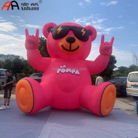 Ours rose gonflable personnalisé en forme d'animal de dessin animé avec lunettes de soleil pour la promotion publicitaire, les activités thématiques personnalisées, les fêtes