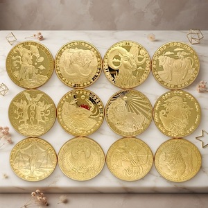 Ensemble de 12 pièces de monnaie en or des constellations, pièce commémorative astrologique du zodiaque en relief 3D, cadeau d'anniversaire, médaille de <span class=keywords><strong>horoscope</strong></span> à collectionner - Product Image 6