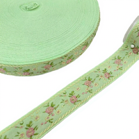 Ruban en nylon à filament brillant de 2,5 cm, broderie jacquard florale de style ethnique, accessoires pour cheveux, coiffes, garnitures pour chaussures, chapeaux et sacs, 50