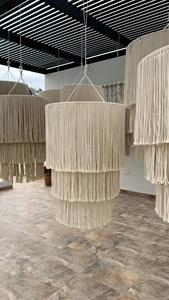 Suspension décorative artisanale en <span class=keywords><strong>macramé</strong></span> de coton à pompons, style Art Déco moderne, pour mariage, plage, restaurant, hôtel, fêtes et vacances - Product Image 6