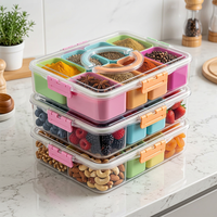 8-delige voedselveilige PP lekbestendige stapelbare draagbare snackbox met compartimenten, charcuterie schaal, fruit organizer, picknick, koelkast