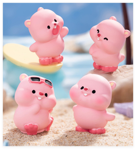 3D Micro Paysage Dessin Animé Jardin Animaux Figurines Décorations Miniatures Sculpture Résine rose <span class=keywords><strong>Castor</strong></span> Figurines Dollhouse Kid Toys - Product Image 6