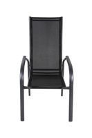 Chaise d'extérieur moderne empilable en aluminium pleine masse, à dossier haut, imperméable et durable pour cour et parc