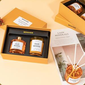 Pot en verre de luxe aromathérapie personnalisé marque privée pour anniversaire de mariage <span class=keywords><strong>bougie</strong></span> parfumée et ensemble diffuseur coffret cadeau - Product Image 2