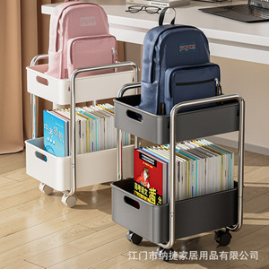 Carrito organizador de oficina, carrito de almacenamiento de 2 niveles con ruedas, cajonera portátil de plástico para escritorio, espacio de trabajo, uso multiusos - Product Image 5