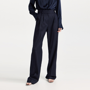 Oem produttore personalizzato Casual a vita alta con cerniera a mosca tasche laterali a righe a gamba larga <span class=keywords><strong>pantaloni</strong></span> da <span class=keywords><strong>donna</strong></span> <span class=keywords><strong>Beige</strong></span> <span class=keywords><strong>pantaloni</strong></span> - Product Image 1