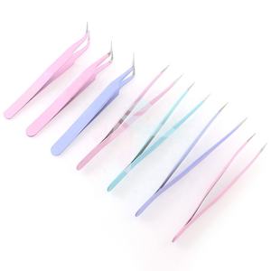 Juego de Pinzas para Pestañas de Acero Inoxidable Profesional de Alta Calidad, Estilo Nuevo, Pinzas Rectas y Curvas Puntiagudas Antiestáticas - Product Image 2