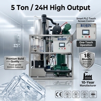 Máquina de Hielo en Tubo Industrial de 5 Toneladas, PLC, Acero Inoxidable 304 de Grado Alimenticio, para Procesamiento de Alimentos, Bebidas Frías