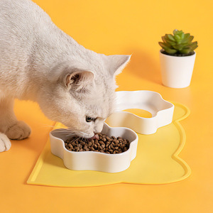 Bol en céramique pour animaux de compagnie, arrondi, antidérapant, pour nourriture et eau pour chat - Product Image 2