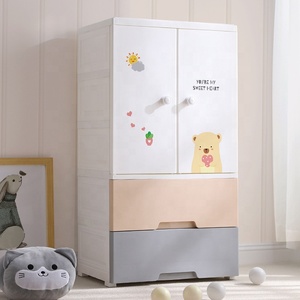 165 centimetri Doppia Porta di Stile Per Bambini Camera Da Letto Armadio Dell'orso Del Fumetto Di Plastica Bambino Armadio con 2 Cassetti Di Immagazzinaggio - Product Image 6