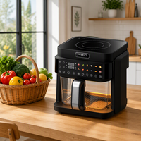 Friteuse à air électrique 1500W avec fenêtre de visualisation en verre, panneau tactile, 8 menus prédéfinis, cuisson rapide, nettoyage facile, gadget de cuisine pour comptoir