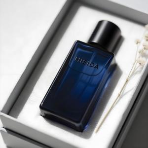 Vaporisateur de parfum en verre carré bleu vide de luxe 35ml 50ml 100ml Bouteille de parfum à capuchon noir avec emballage en boîte - Product Image 6