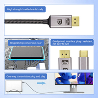 Cable USB-C a DP de 3 Metros, Negro, 32.4Gbps, 8K60HZ, 4k, 2k HD, Adaptador Convertidor de DP a USB Tipo C para iPhone, Laptop, PC