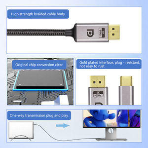 Cable tipo C a DP 3M negro 32,4 Gbps 8K60HZ 4K 2K HD DP a USB tipo C Cable Adaptador convertidor para Huawei iphone - Product Image 3
