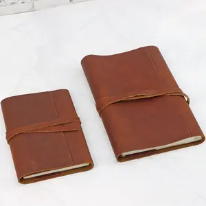 Carnets A5 A6 en cuir Crazy Horse personnalisés, couverture de livre, journal en cuir vintage fait à la main A5 personnalisé - Product Image 1