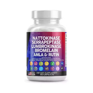 Cápsulas de Enzimas VitaHall Nattokinase Serrapeptase Lumbrokinase com Bromelaína, Papaína, Enzimas de Mamão, Rutina e Vitamina - Product Image 1