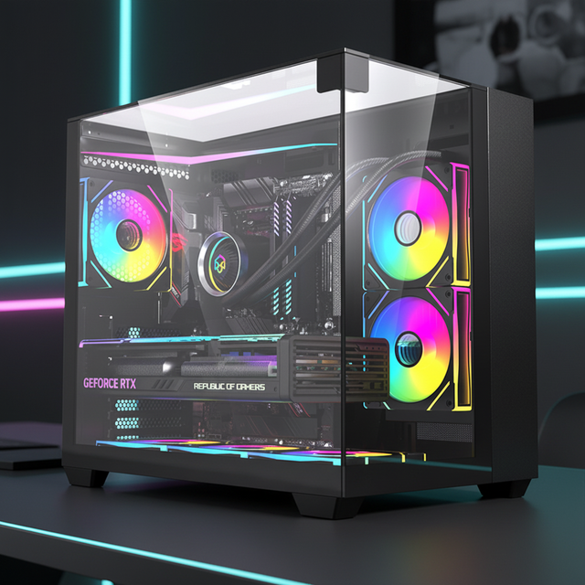 Quiet Prebuilt Desktop PC with Tempered Glass, Intel Core i3/i5, Customizable for Home & Office Use