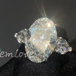 实验室种植钻石结婚戒指-18k金CVD 10ct女性带祖母绿切割复古和定制永恒珠宝 - Product Image 4