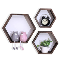 Étagères murales en bois et hexagonales noir de haute qualité, flottantes pour le salon, la cuisine et la chambre à coucher