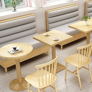 Bộ bàn ghế gỗ nội thất thương mại, ghế sofa băng ghế da cho quán cà phê, phòng chờ, tiệc trà chiều, nhà hàng - Product Image 4