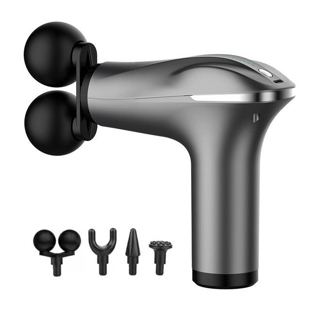 2026 High Frequency Professional 4 Massage Heads LCD Touch Electric Fascial Gun 6-Speed Heat Therapy Rechargeable Fitness