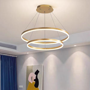 Luminaire suspendu moderne nordique <span class=keywords><strong>75W</strong></span> blanc 2 anneaux rustique minimaliste pour villa hôtel restaurant décoration d'escalier - Product Image 5