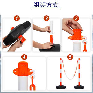 Poste de advertencia rojo extraíble reflectante Tablero de advertencia de plástico Señal de seguridad vial Barrera vial - Product Image 6