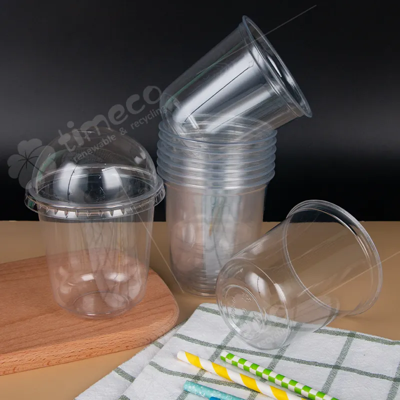 Vente en gros bols et tasses à fruits jetables en PET PP PLA couvercle film plastique gobelets en plastique pour emballage personnalisé