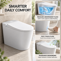 Toilette intelligente allongée 110V avec bidet intégré, siège chauffant, capteur de pied pour le rinçage et bouclier anti-éclaboussures