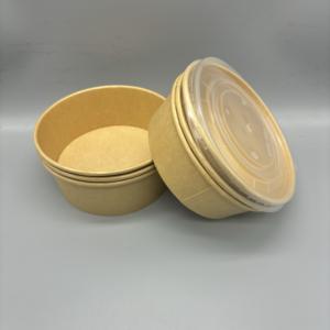 Tazón de Papel Kraft Desechable Ecológico para Llevar Comida, Envase Redondo para Sopa con Tapa Transparente - Product Image 1