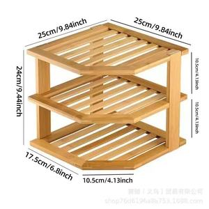 Trépied d'angle en <span class=keywords><strong>bambou</strong></span> à 3 couches pour organiser les supports de rangement et les supports pour épices et condiments de cuisine - Product Image 3